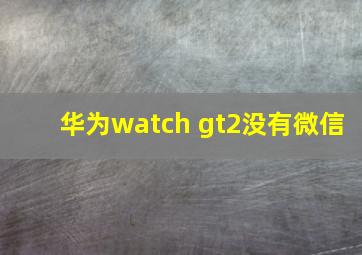 华为watch gt2没有微信